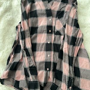 H&M Pink and Black Checkered Shirt